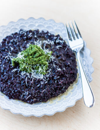 Forbidden Rice Risotto with Kale Pesto