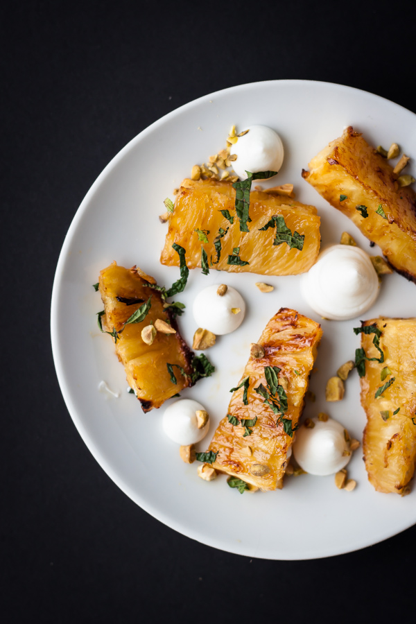 Roasted Pineapple with Honey and Mint