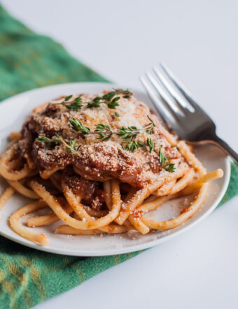 Bucatini with Porcini Mushroom Ragu