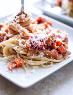 Spaghetti with Cannellini Bean Bolognese