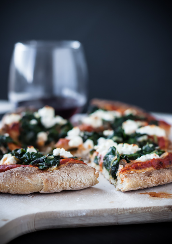 Harissa, Spinach, and Feta Skillet Pizza