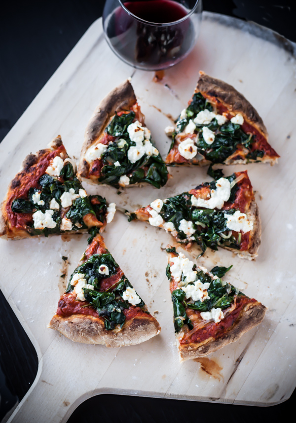 Harissa, Spinach, and Feta Skillet Pizza