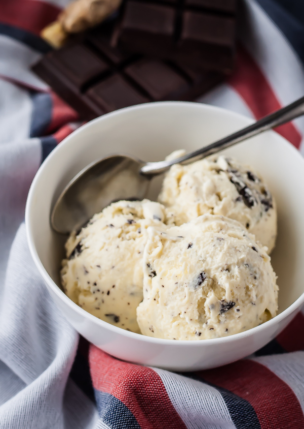 Ginger Ice Cream with Chocolate Bits - A Beautiful Plate