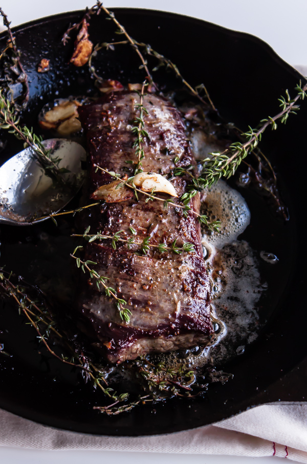 Perfect Cast Iron Steak {Herb Butter Basted!} - Plays Well With Butter