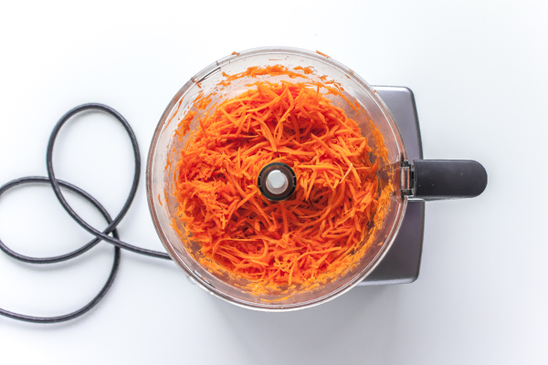 Grated Carrot in Food Processor