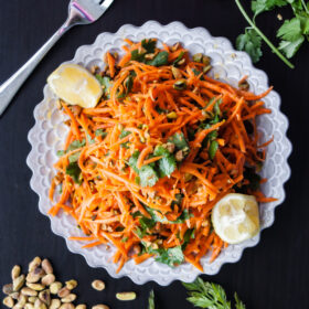 Carrot Salad with Coriander Vinaigrette and Pistachios