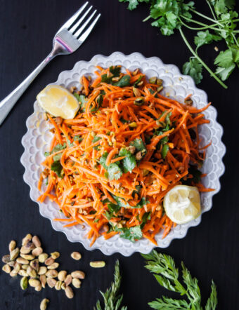 Carrot Salad with Coriander Vinaigrette and Pistachios