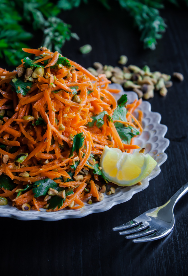 Carrot Salad with Coriander Vinaigrette and Pistachios