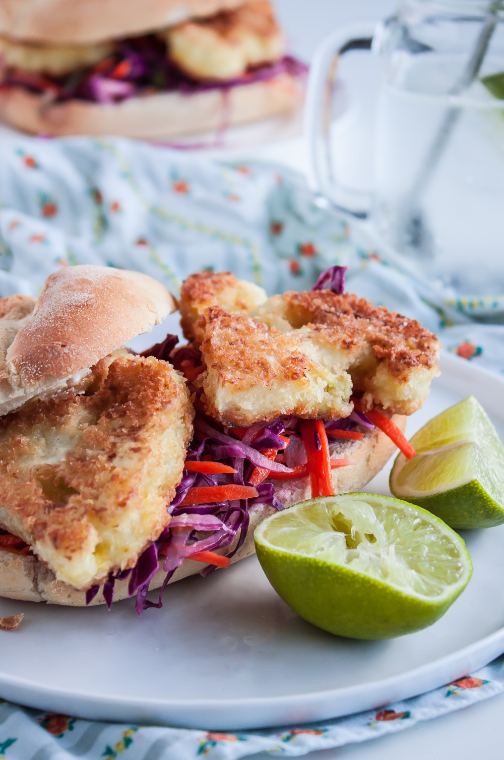 Cauliflower Steak Burger with Tangy Coleslaw