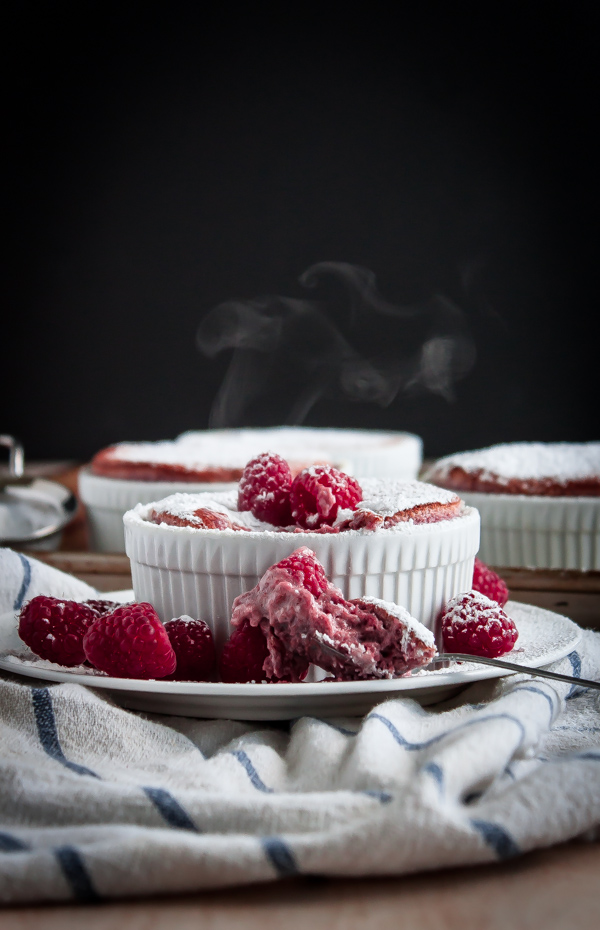 Raspberry Soufflés