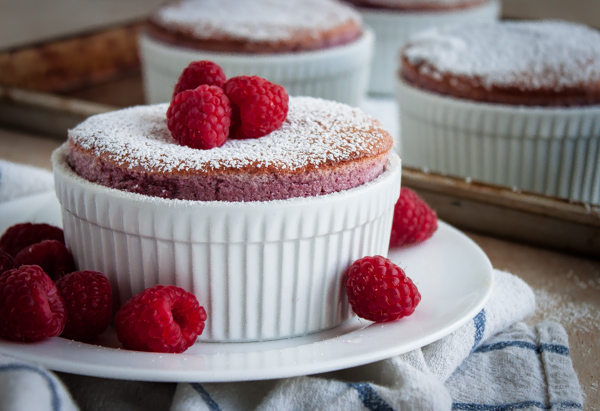 Raspberry Soufflés