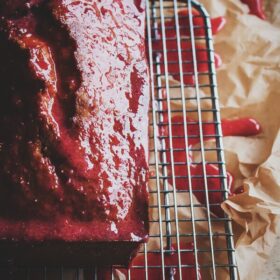 Classic Pound Cake with Strawberry Glaze