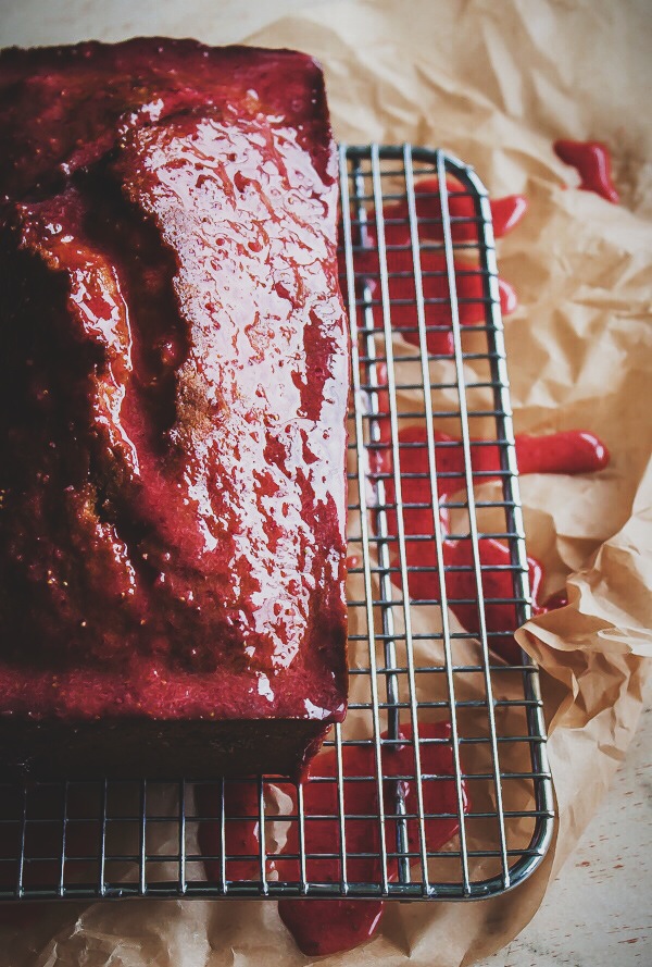 Classic Pound Cake with Strawberry Glaze