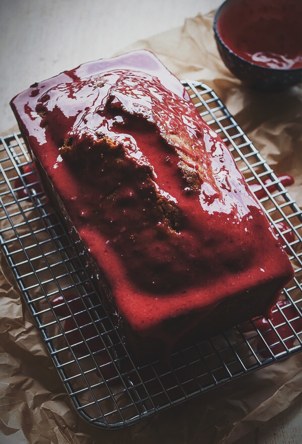 Classic Pound Cake with Strawberry Glaze