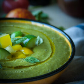 Creamy Heirloom Tomato and Avocado Gazpacho