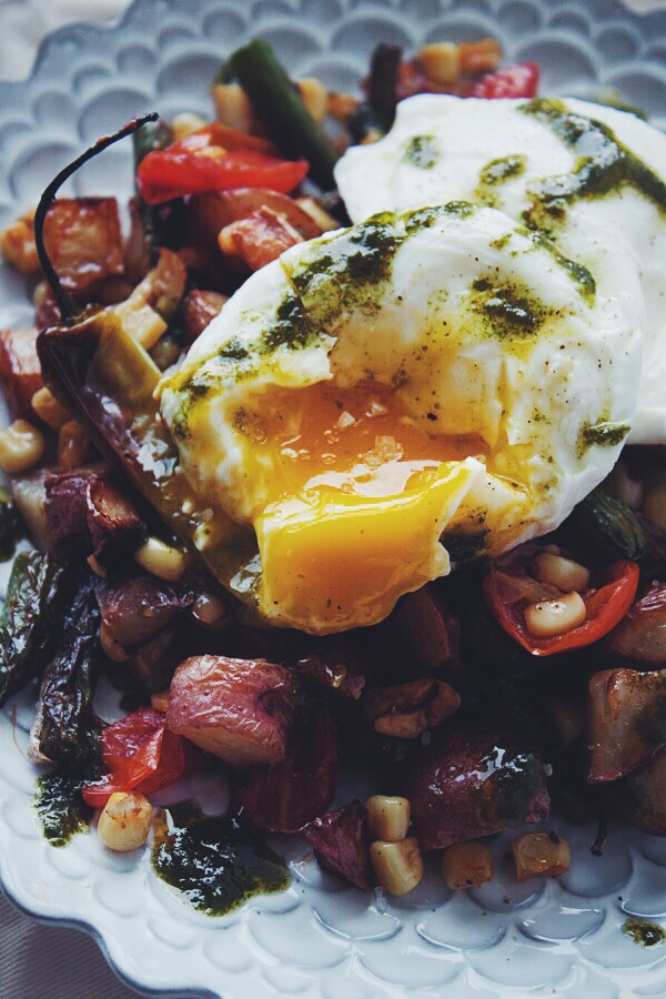 Farmers Market Hash with Poached Eggs