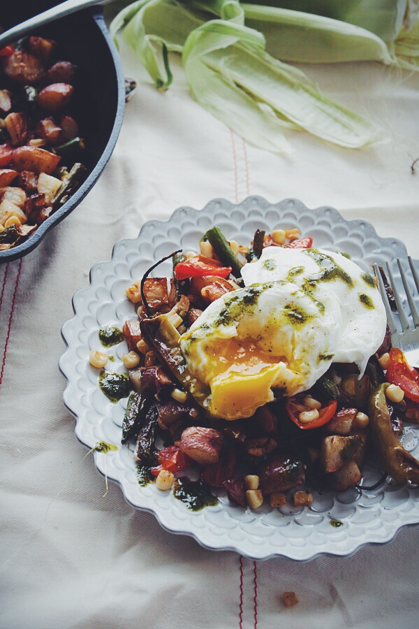 Farmers Market Hash with Poached Eggs
