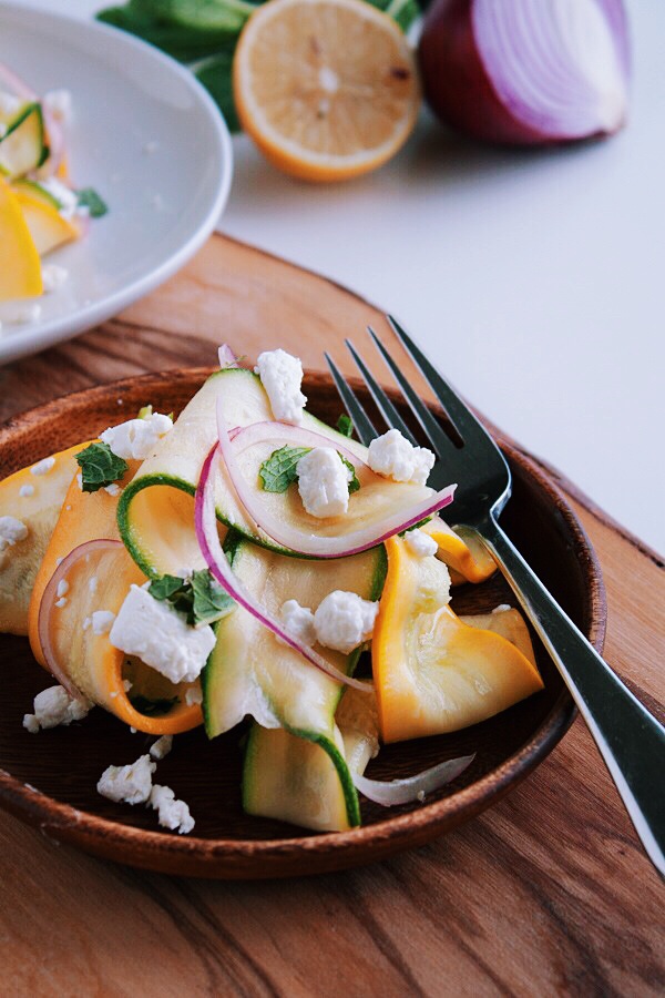 Shaved Summer Squash Salad with Goat Cheese and Mint