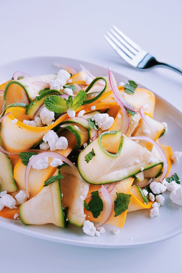 Shaved Summer Squash Salad with Goat Cheese and Mint