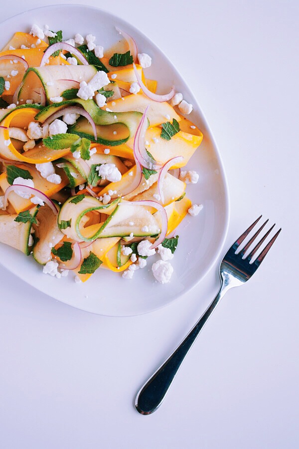 Shaved Summer Squash Salad with Goat Cheese and Mint