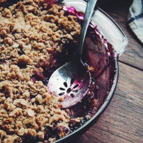 Sour Cherry Berry Crisp | bloggingoverthyme.com