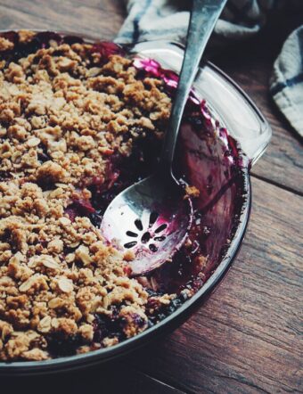 Sour Cherry Berry Crisp | bloggingoverthyme.com