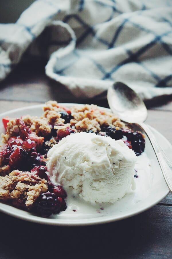 Sour Cherry Crisp with Ice Cream