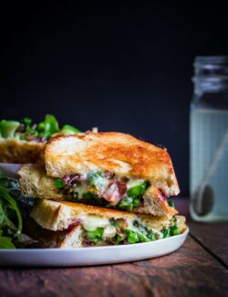 Grilled Cheese Sandwiches with Broccolini and Sautéed Onions
