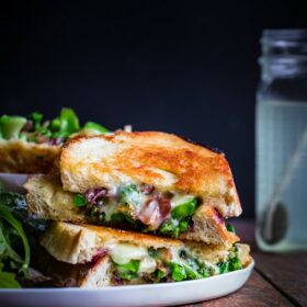 Grilled Cheese Sandwiches with Broccolini and Sautéed Onions