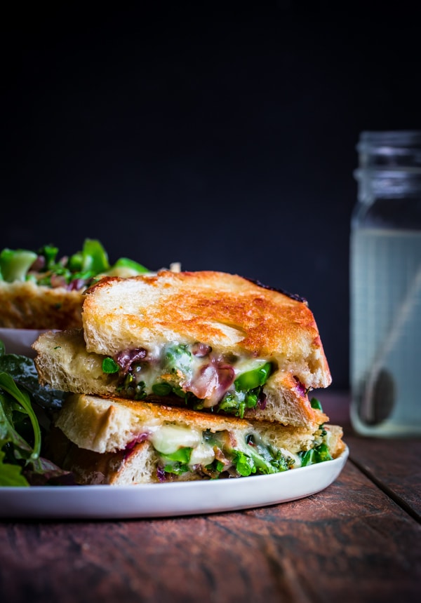 Grilled Cheese Sandwiches with Broccolini and Sautéed Onions