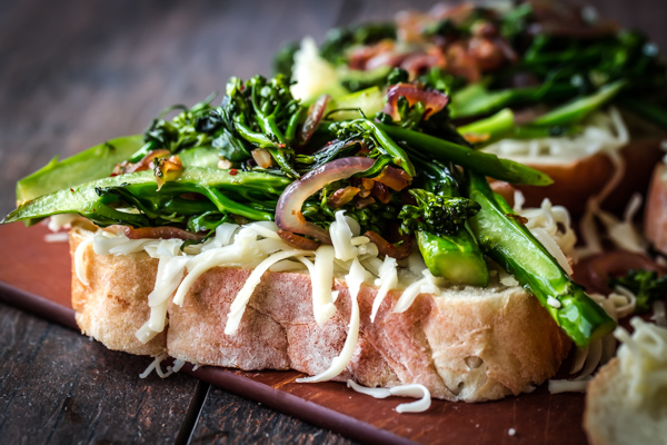 Grilled Cheese Sandwiches with Broccolini and Sautéed Onions