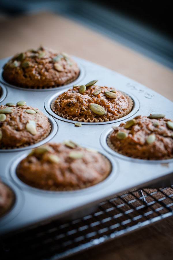 Healthy Pumpkin Carrot Pecan Muffins 