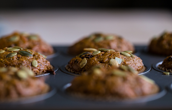 Healthy Pumpkin Carrot Pecan Muffins 