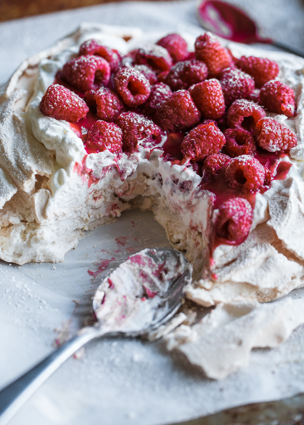 Scooped Raspberry Pavlova