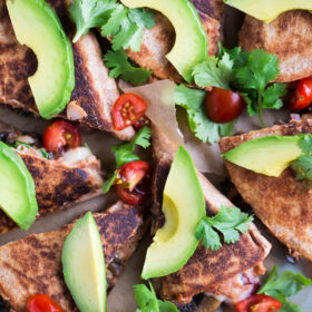 Weeknight Veggie Quesadillas Topped with Avocado