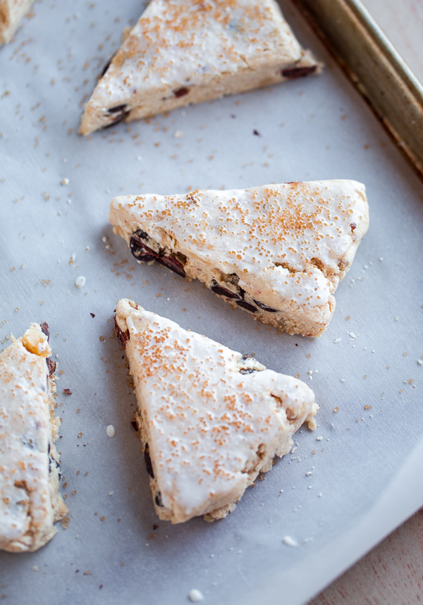 Brown Butter Chocolate Chip Scones. Flaky, homemade scones infused with brown butter and topped with a brown butter glaze!