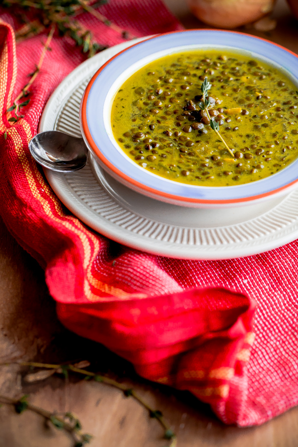 Green-Lentil Soup with Coconut Milk and Indian Spices