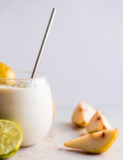 Pear Smoothie with Vanilla, Honey, and Lime Zest