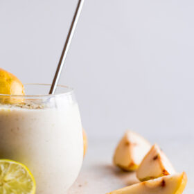 Pear Smoothie with Vanilla, Honey, and Lime Zest