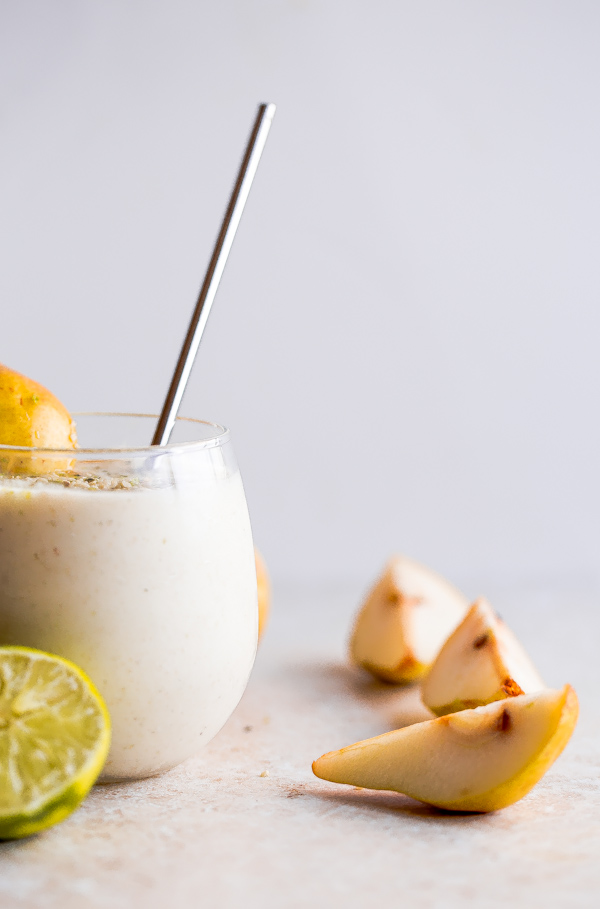 Pear Smoothie with Vanilla, Honey, and Lime Zest