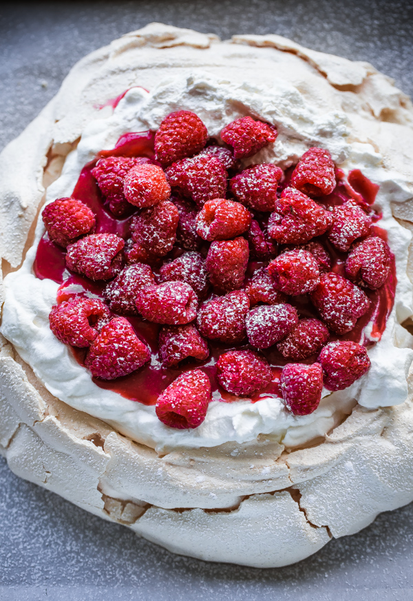 Raspberry Pavlova with Vanilla Whipped Cream 