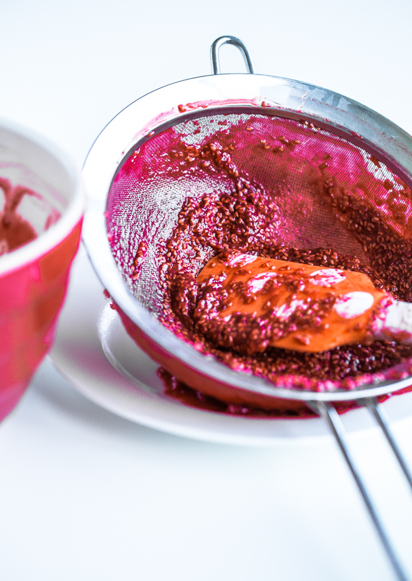 Straining Raspberry Curd