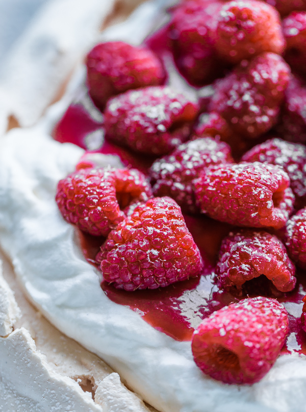 Fresh Raspberries on Pavlova