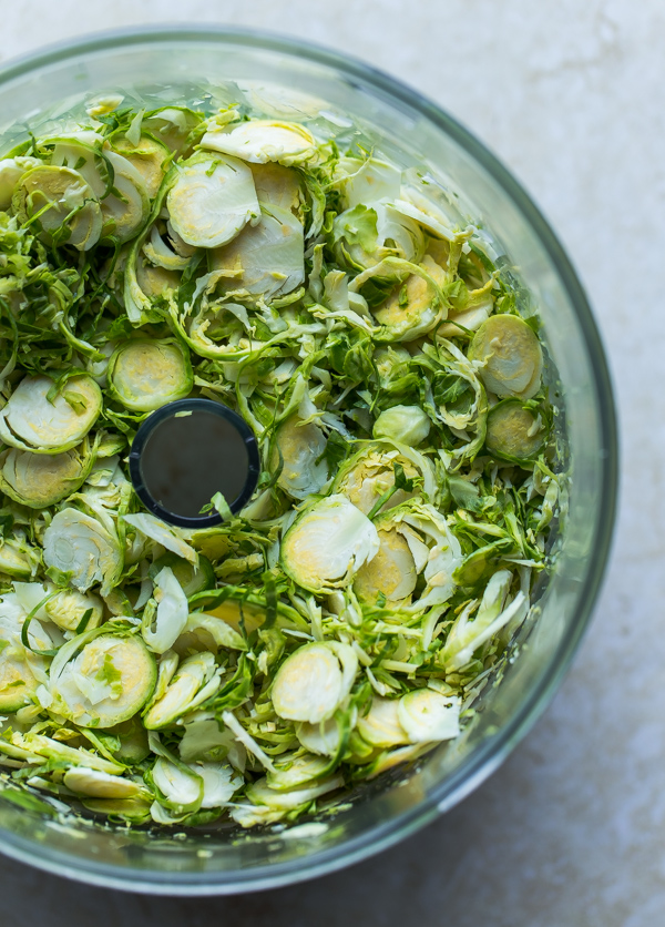Shaved Brussels sprouts in Food processor