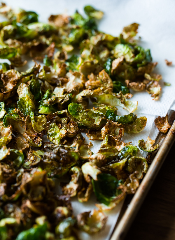 Fried Brussels Sprout Leaves with Lemon & Chili Flakes. The perfect crispy snack! 