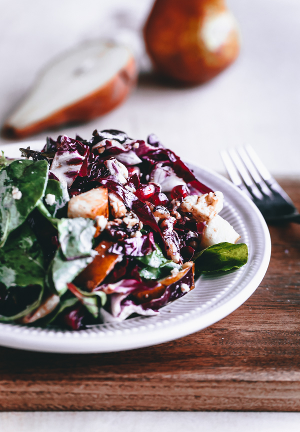 Radicchio, Pear, Gorgonzola, Pomegranate, and Walnut Salad