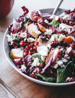 Raddichio, Pear, Gorgonzola, Pomegranate, and Walnut Salad