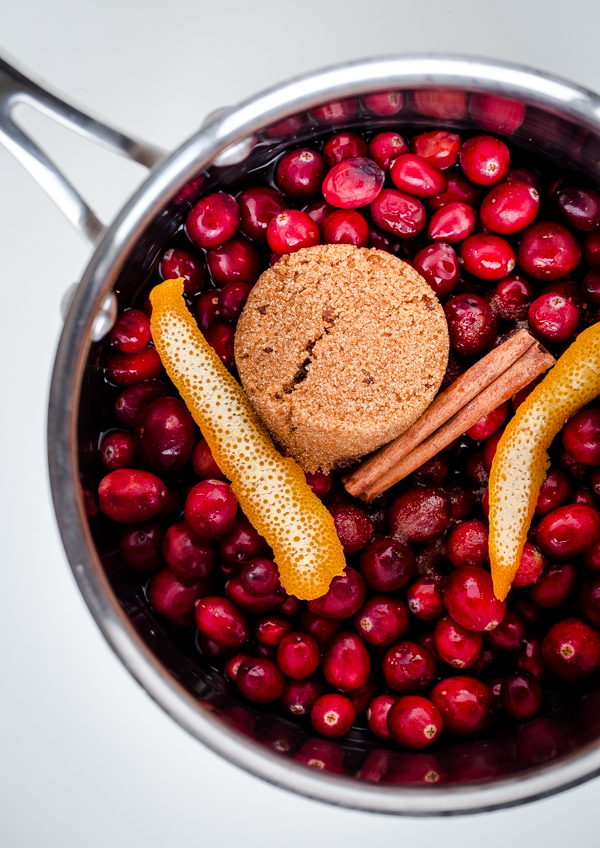 Cranberry Compote Ingredients in Pan