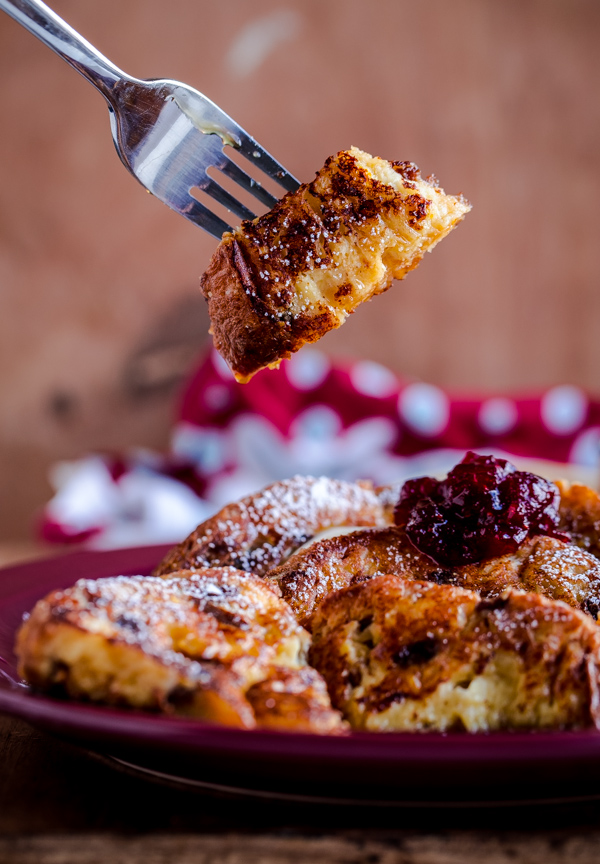 Panettone French Toast with Cranberry Compote