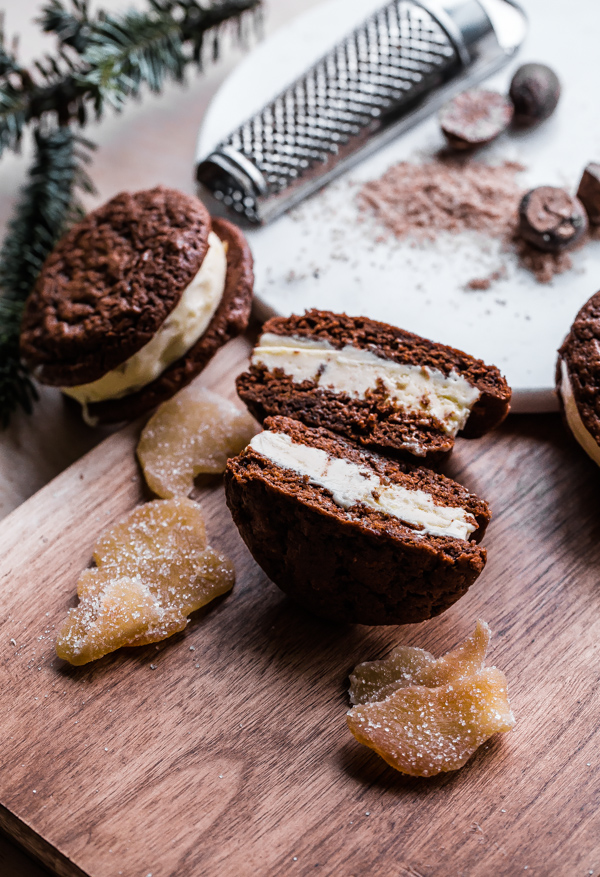 Gingerbread and Eggnog Ice Cream Cookie Sandwiches